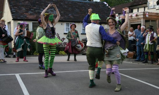Butcher's Arms: dancers in the car park